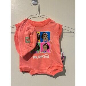 NWT Ms. Rachel Coral Romper & Bucket Hat - 0-3M